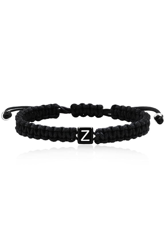 Handmade Wrap Friendship Braided Bracelet for Women Colorful Wrist Cord Adjustable Birthday Gifts-Party Favors (Black Rope-Letter Z)