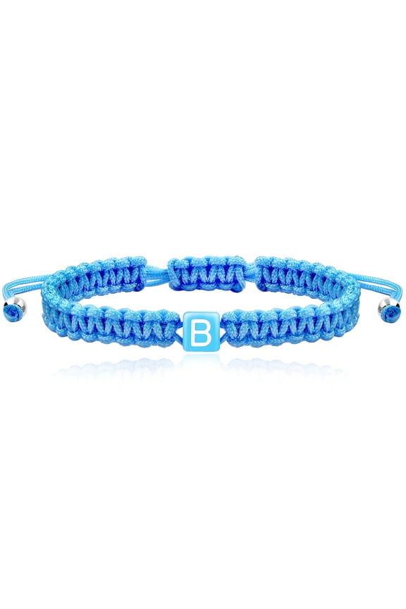 Handmade Wrap Friendship Braided Bracelet for Women Colorful Wrist Cord Adjustable Birthday Gifts-Party Favors (Blue Rope-Letter B)