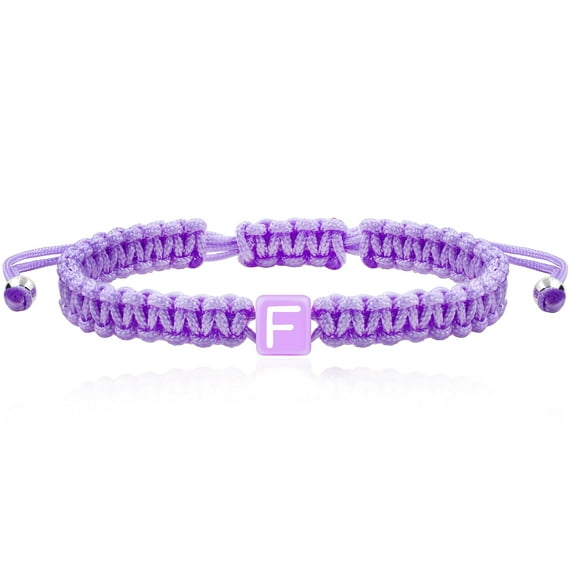 Handmade Wrap Friendship Braided Bracelet for Women Colorful Wrist Cord Adjustable Birthday Gifts-Party Favors (Purple Rope-Letter F)