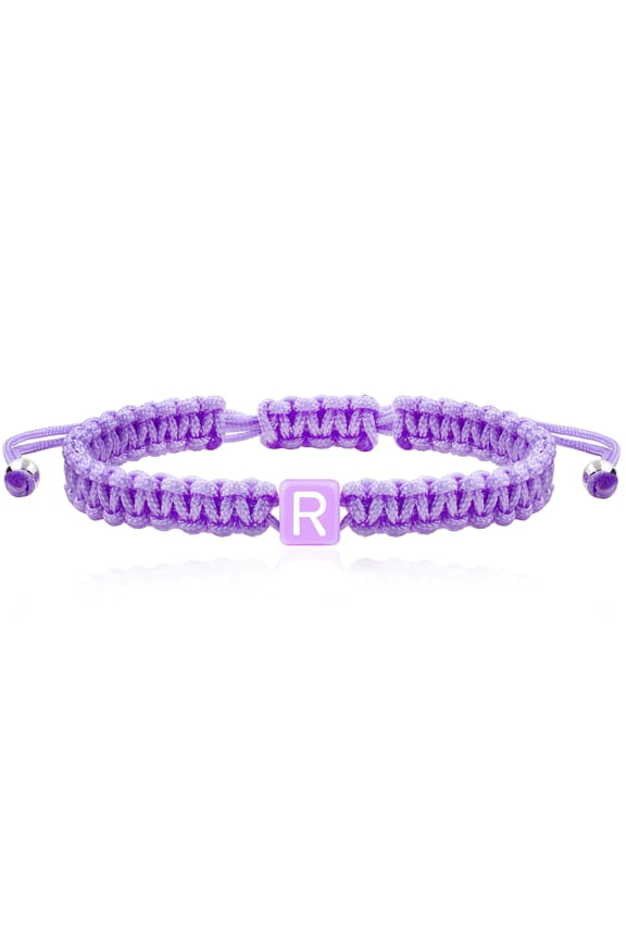Handmade Wrap Friendship Braided Bracelet for Women Colorful Wrist Cord Adjustable Birthday Gifts-Party Favors (Purple Rope-Letter R)