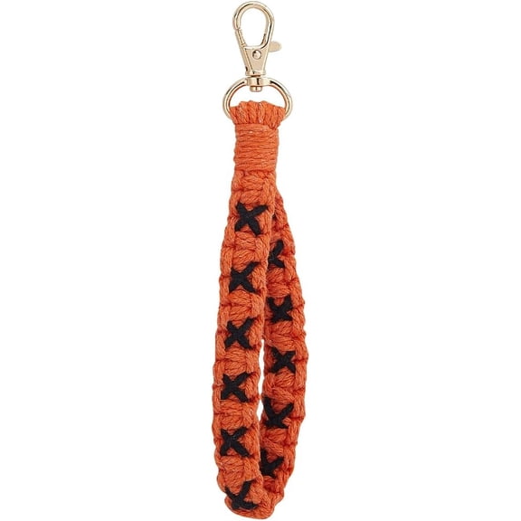 Handmade Wrist Keychain Boho Braided Lanyard Wristlet Macrame Keyring Key Cotton Cord Clasp DIY