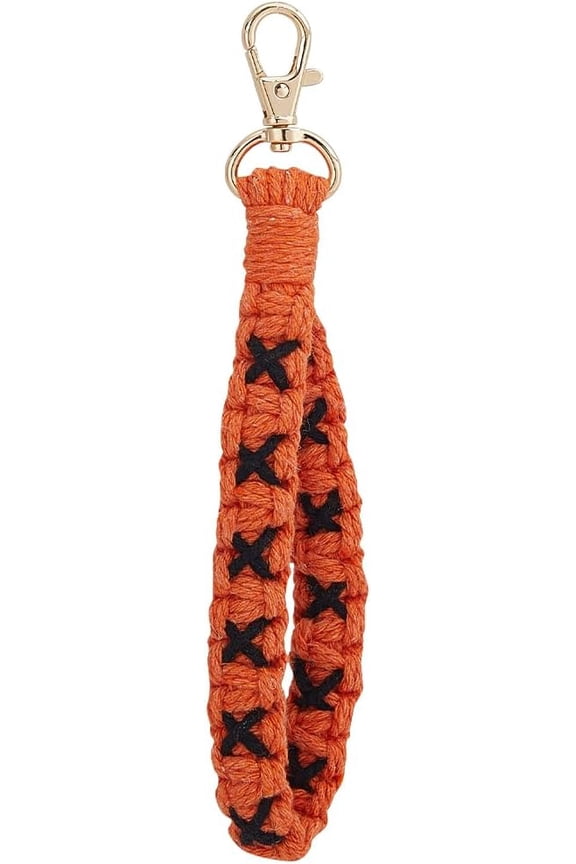 Handmade Wrist Keychain Boho Braided Lanyard Wristlet Macrame Keyring Key Cotton Cord Clasp DIY