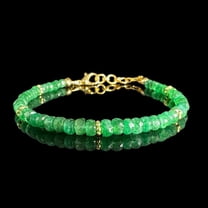 Handmade Zambian Emerald Faceted Bead Bracelet: Gold & Silver Finish