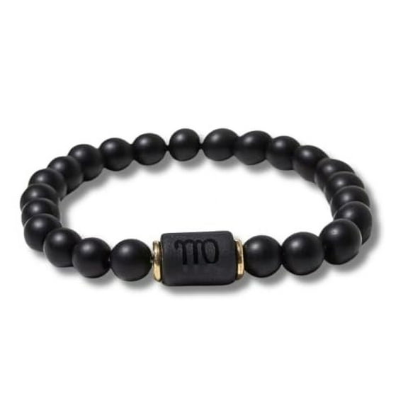 Handmade Zodiac Beaded Bracelets, Birthday Gift,Matte Black, 8mm