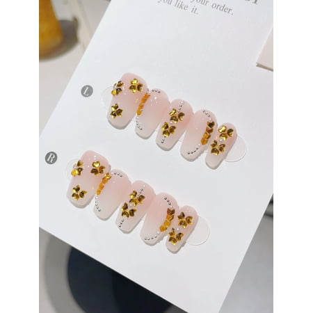 Handmade armor Internet celebrities hot summer classic nude golden wheat temperament senior long nail wholesale