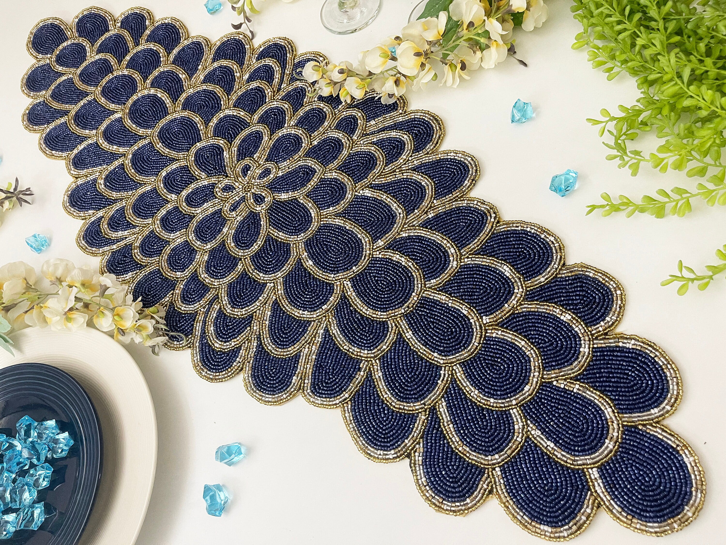 Nappe Murale Ou De Table Perles Fait Main – 40 X 60 Pouces, Coton, Multicolore, Neuve