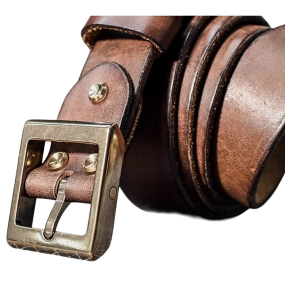 Handmade belt, brass pin buckle, first layer cowhide, genuine leather belt, trouser belt