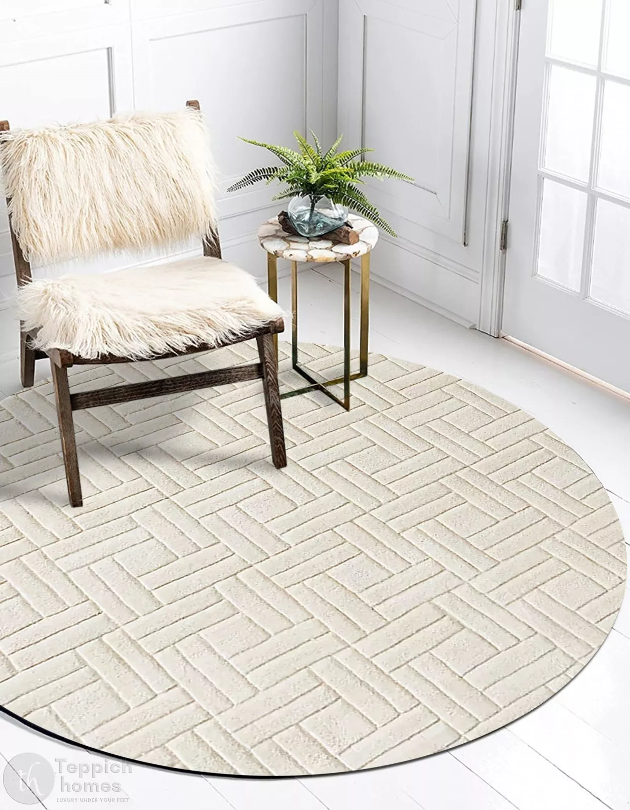 Handmade carpet 14x14, Round Tufted rug Abstract, for Bed, Living, Room ...