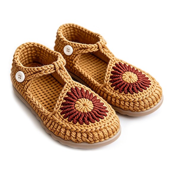 Handmade crochet Mary Jane shoe DIY kit, (unfinished) integrated craft set for adults and beginners, homemade home sandals