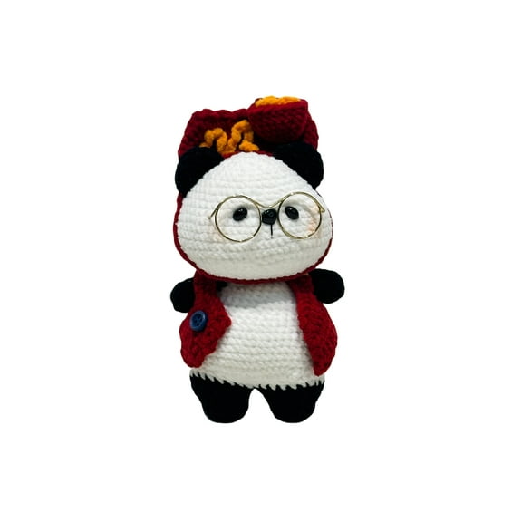 Handmade crochet panda velvet toy gift, fun handmade crochet gift