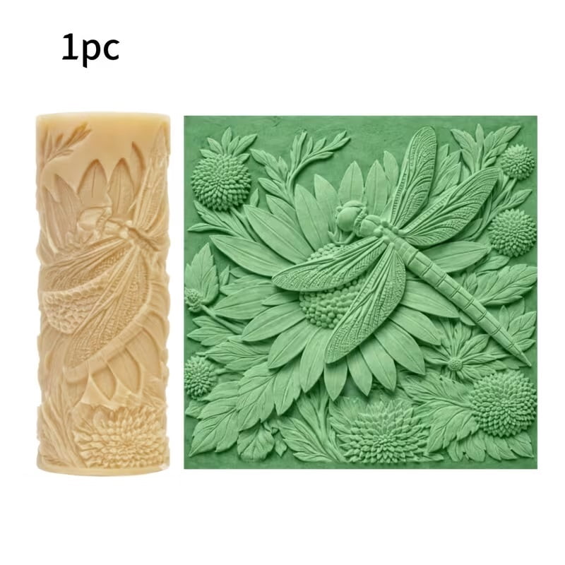 Handmade dragonfly leaf vein petal texture roller - polymer clay and ceramic embossing tool, 3D high-detail mold, suitable for DIY jewelry and sculpture making