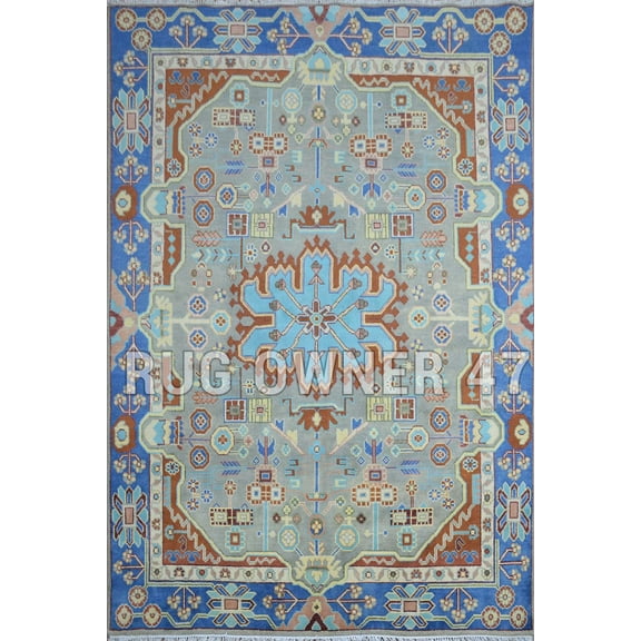 Handmade hand-Knotted One-of-kind Geometrical Serapi Wool Area Rug 8X10