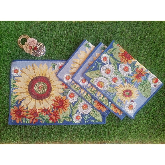 Handmade, handwoven natural cotton placemat (set of 4) 13x19. Bohemian beautiful table mat, dining table placemats