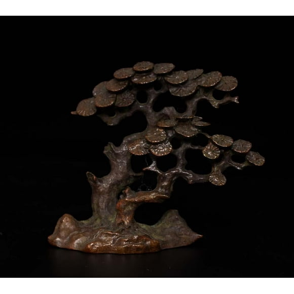 Handmade imitation ancient bronze statue with pine tree