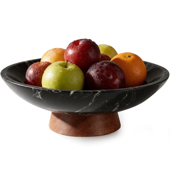 Handmade marble Black Decorative Bowl, Large Centerpiece for Table and Entryway Decor