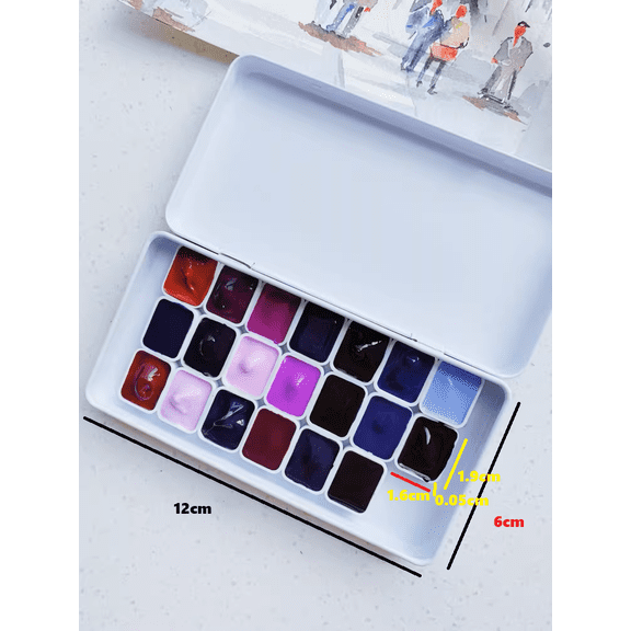 Handmade master level extra fine watercolor purple series 20 colors 1ml (from 8 brands including Daniel Smith, Holbein, M. Graham, etc.) white iron box+color card