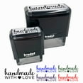 thumbnail image 1 of Handmade with Love Heart Detail Self-Inking Rubber Stamp Ink Stamper for Business Office - Blue Ink - Small 1-1/2 Inch, 1 of 7