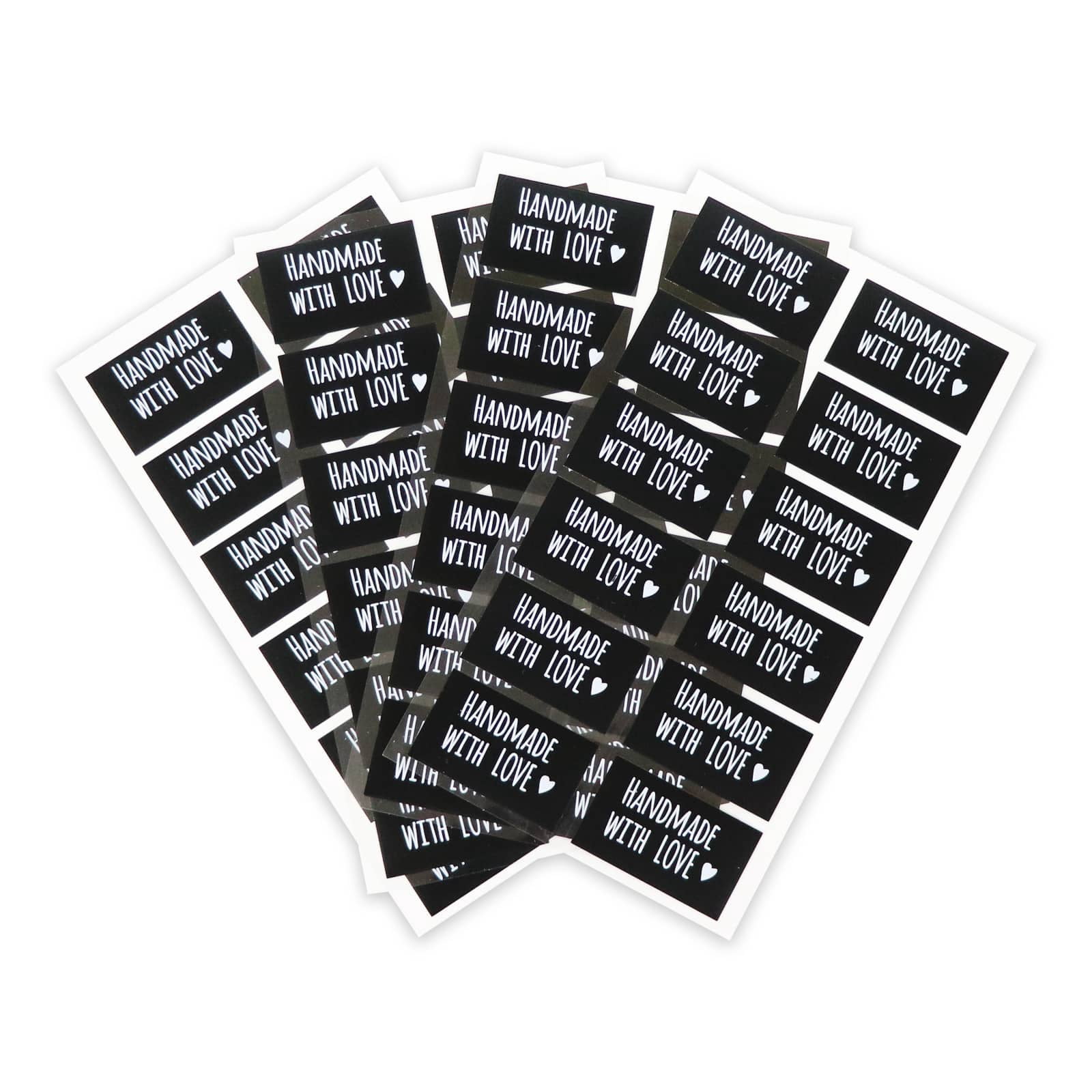 Recollections Handmade with Love Label Stickers - Black & White Adhesive Gift Tags on 4" x 7" Sheets, Ideal for Jars, Bags & Baskets, 12 Pack