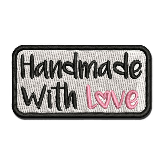 Handmade with Love Sweet Applique Multi-Color Embroidered Iron-On Patch - 3 Inch Medium