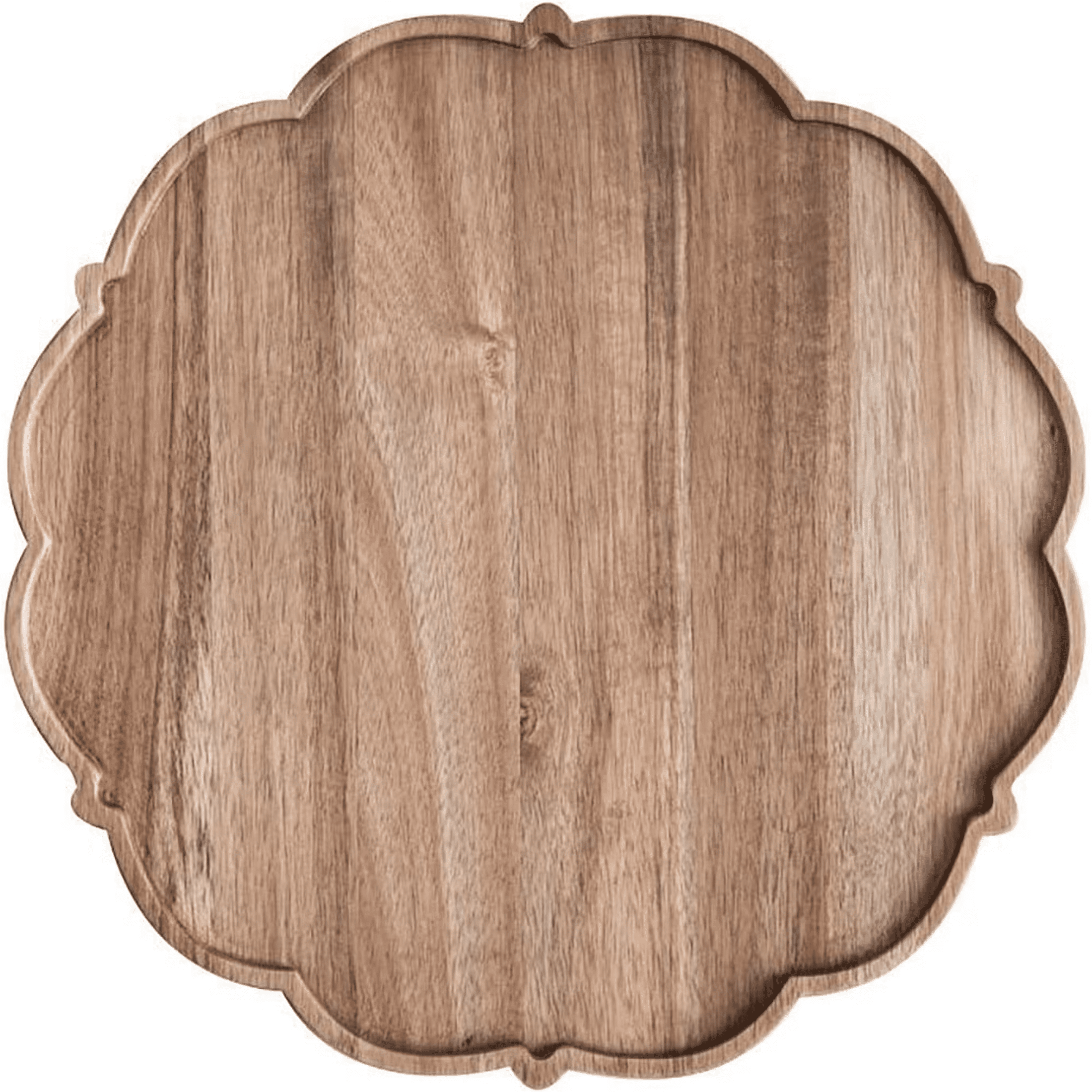 Handmade wood scalloped serving tray, flower petals design wooden board for bread, sushi, fruit and cheese, farmhouse home decor, housewarming gift（14.17 x 14.17 x 0.79 inch）