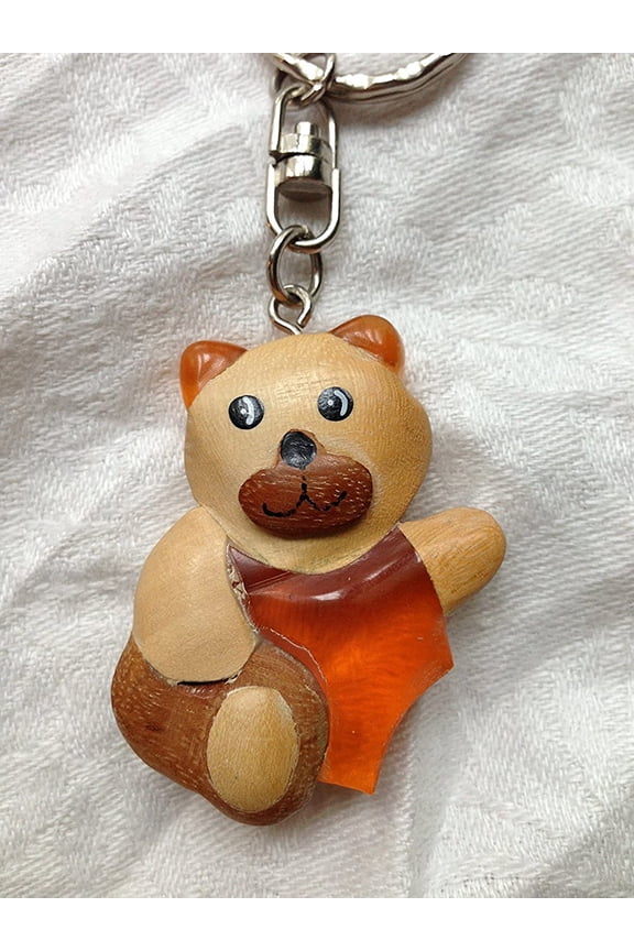 Handmade wooden teddy bear keychain, keychain, key holder keychain New