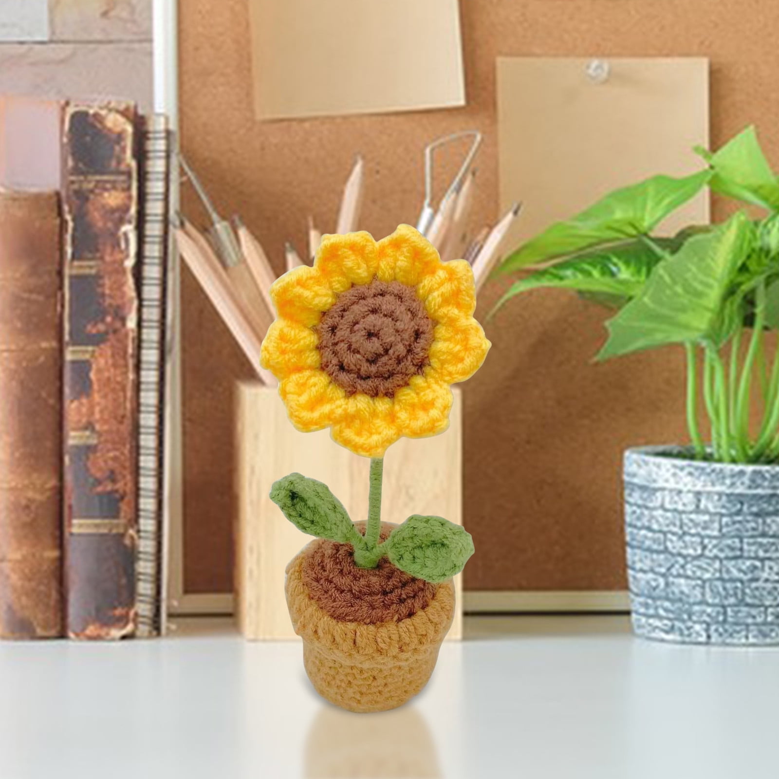Handmades Knitted Flowers Woven Potted Flowers, Rose Crochets, Self