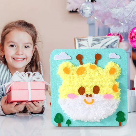 Handmades Sewing and Yarn Embroidery Painting Materials DIY Kit, Creative Craft Set for Kids and Adults, Non-Woven Fabric and Colorful Yarn, 21x21cm