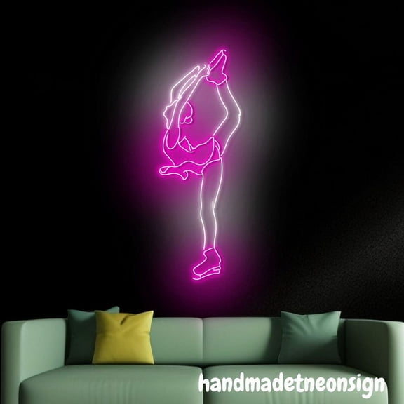 Handmadetneonsign A Girl Figure Skating Neon Wall Sign, Artist Led Light, Bedroom Home Wall Decor 67672