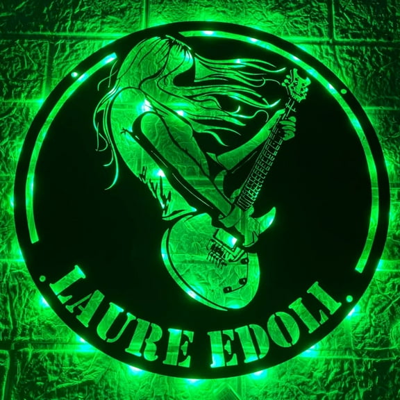 Handmadetneonsign A Girl Plays Guitar Metal Wall Art Light, Guitar Metal Sign Wall Decor, Guitarist Metal Decor