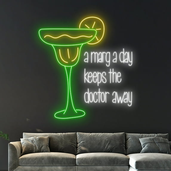 Handmadetneonsign A Margarita A Day Keeps The Doctor Away Neon Sign, Margarita Light, Cocktail Neon