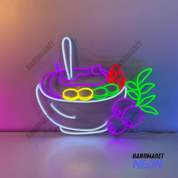 Handmadetneonsign Acai Bowl Neon Sign, Acai Bowl Fruit Neon Light, Healthy Food Wall Art Decor 95964