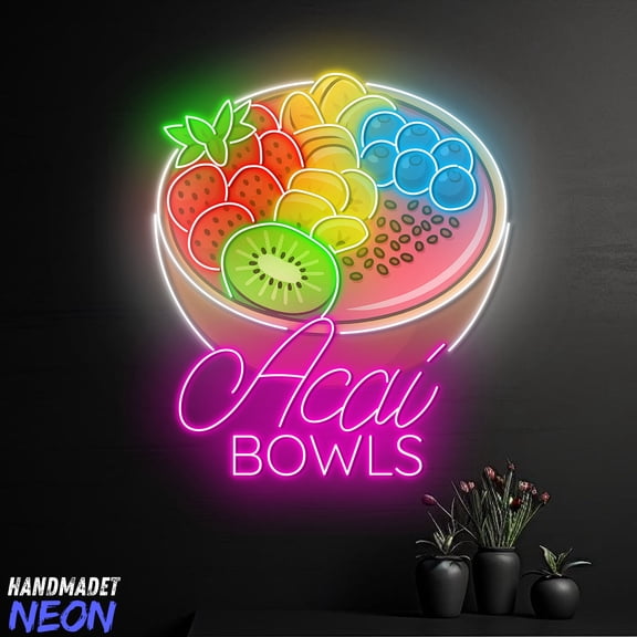 Handmadetneonsign Acai Bowl Neon Sign, Dessert Shop Decor, Kitchen Decor