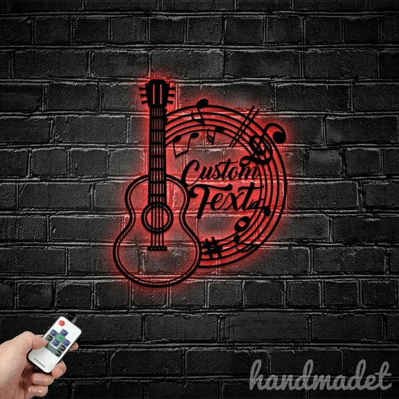 Handmadetneonsign Acoustic Guitar Metal Wall Art Light, Musical Instrument Metal Sign Wall Decor, Guitarist Room Metal Decor 50416