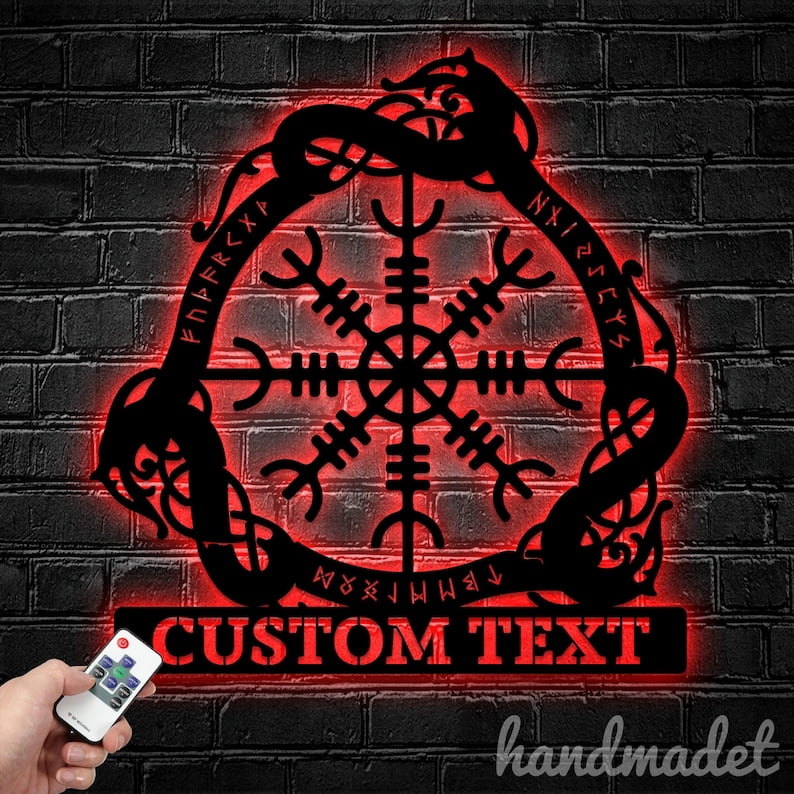 Handmadetneonsign Aegishjalmur Helm of Awe Metal Wall Art, Helm of Awe ...