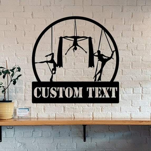 Handmadetneonsign Aerial Silk Metal Wall Art Light, Aerial Yoga Metal Sign Wall Decor, Aerial Acrobatics Metal Decor