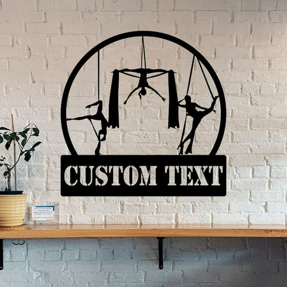 Handmadetneonsign Aerial Silk Metal Wall Art Light, Aerial Yoga Metal Sign Wall Decor, Aerial Acrobatics Metal Decor