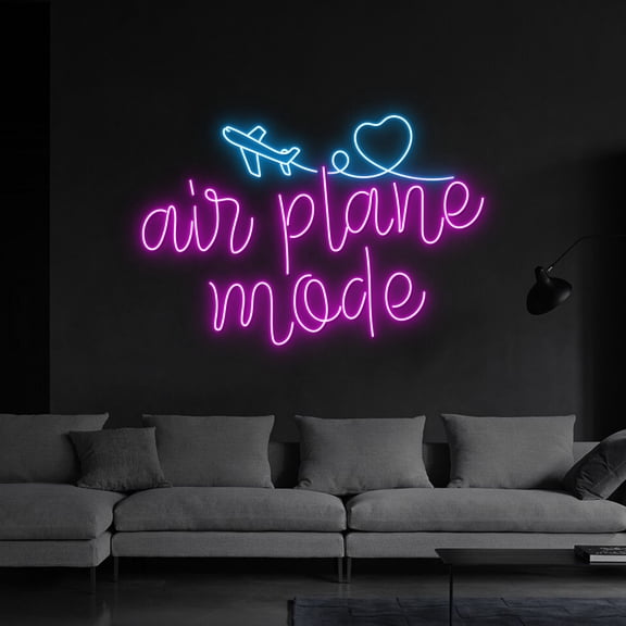 Handmadetneonsign AirPlane Mode Neon Sign, AirPlane Led Sign, AirPlane Wall Decor, Plane Led Light
