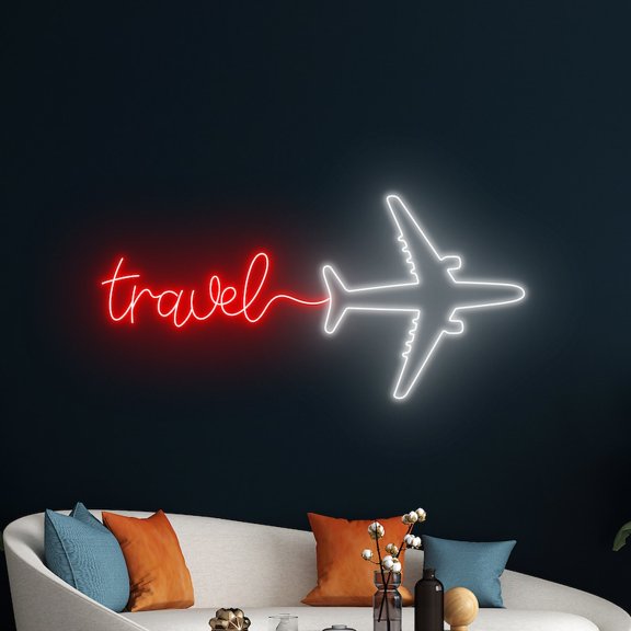 Handmadetneonsign AirPlane Travel Neon Sign, AirPlane Led Sign, AirPlane Wall Light Decor