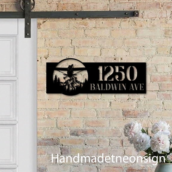Handmadetneonsign Airplane House Number, Airplane Home Address Metal, Pilot House Address Sign 64481