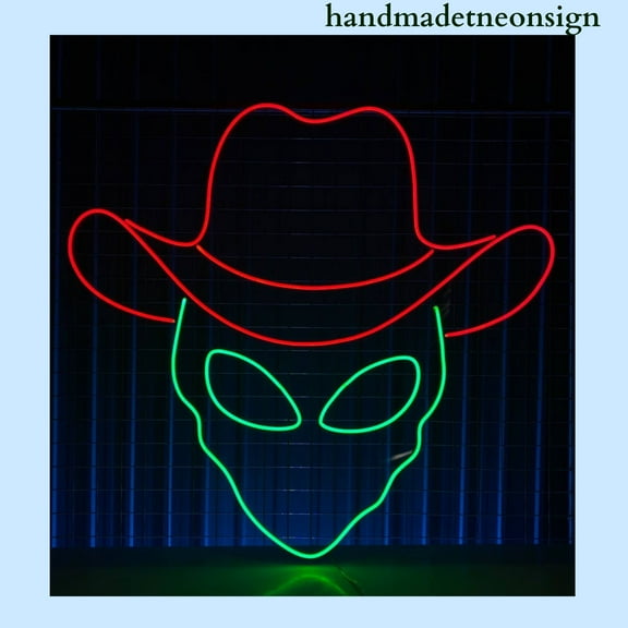 Handmadetneonsign Alien Cowboy Neon Sign, Alien Wall Art Decor, Western Cowboy House Wall Decor 037560