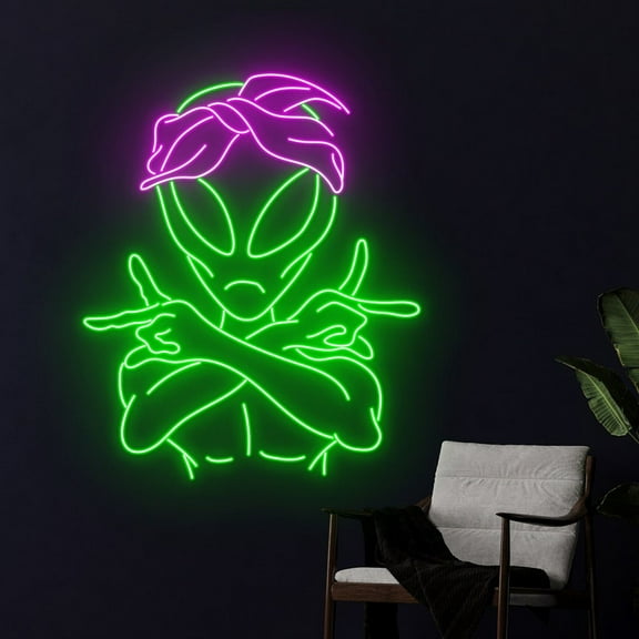 Handmadetneonsign Alien Neon Sign, Alien Galaxy Wall Art Decor, Alien Universe Light Wall Decor