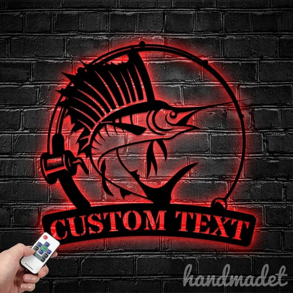 Handmadetneonsign American Sailfish Metal Wall Art Light, Sailfish Metal Sign Wall Decor, Fish Metal Decor 52637