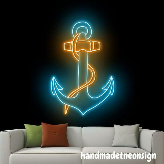 Handmadetneonsign Anchor Neon Sign, Anchor Wall Art Decor, Anchor Home Wall Decor Light 038965