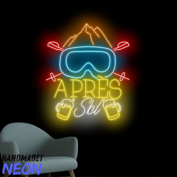 Handmadetneonsign Apres Ski Neon Sign, Skiing Light For Skiing Club Wall Art Ski Wall Decor 97617