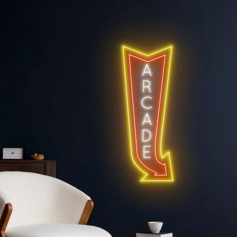 Handmadetneonsign Arcade Arrow Direction Neon Sign, Arcade Game