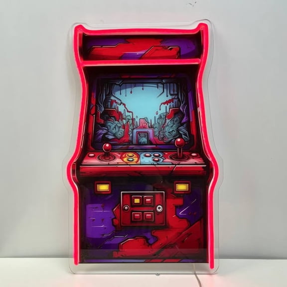 Handmadetneonsign Arcade Decal Printed Neon Light, Game Machine Acrylic Led Sign, Game Player