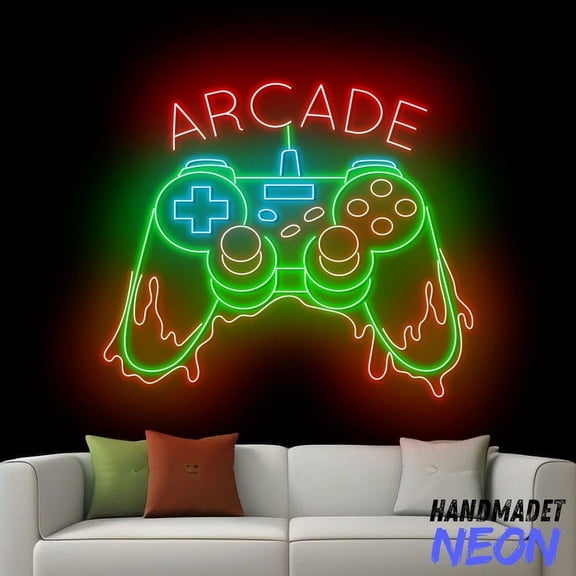 Handmadetneonsign Arcade Game Neon Sign, Game Controller Led Sign, Arcade Logo Wall Art, Gaming House Wall Decor 76957