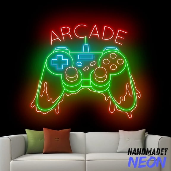 Handmadetneonsign Arcade Game Neon Sign, Game Controller Led Sign, Arcade Logo Wall Art, Gaming House Wall Decor 76957