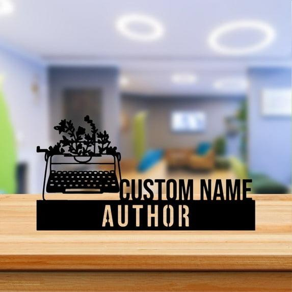 Handmadetneonsign Author Metal Nameplate, Writer Desk Nameplate, Journalist Desk Name Plate Decor 52955