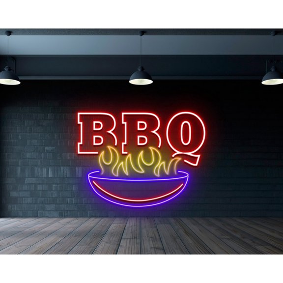 Handmadetneonsign BBQ Neon Sign, BBQ party Neon Sign, Custom Neon, Sign for Bar Home Room Wall